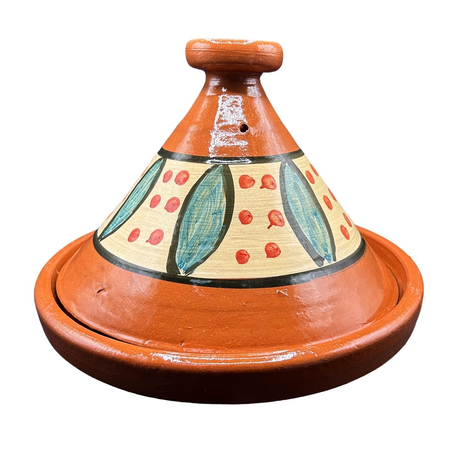 Tajine XL 35 cm in Terracotta Dipinta a Mano – Pentola Tradizionale Marocchina/Tunisina + Ebook Gratuito 3107251020