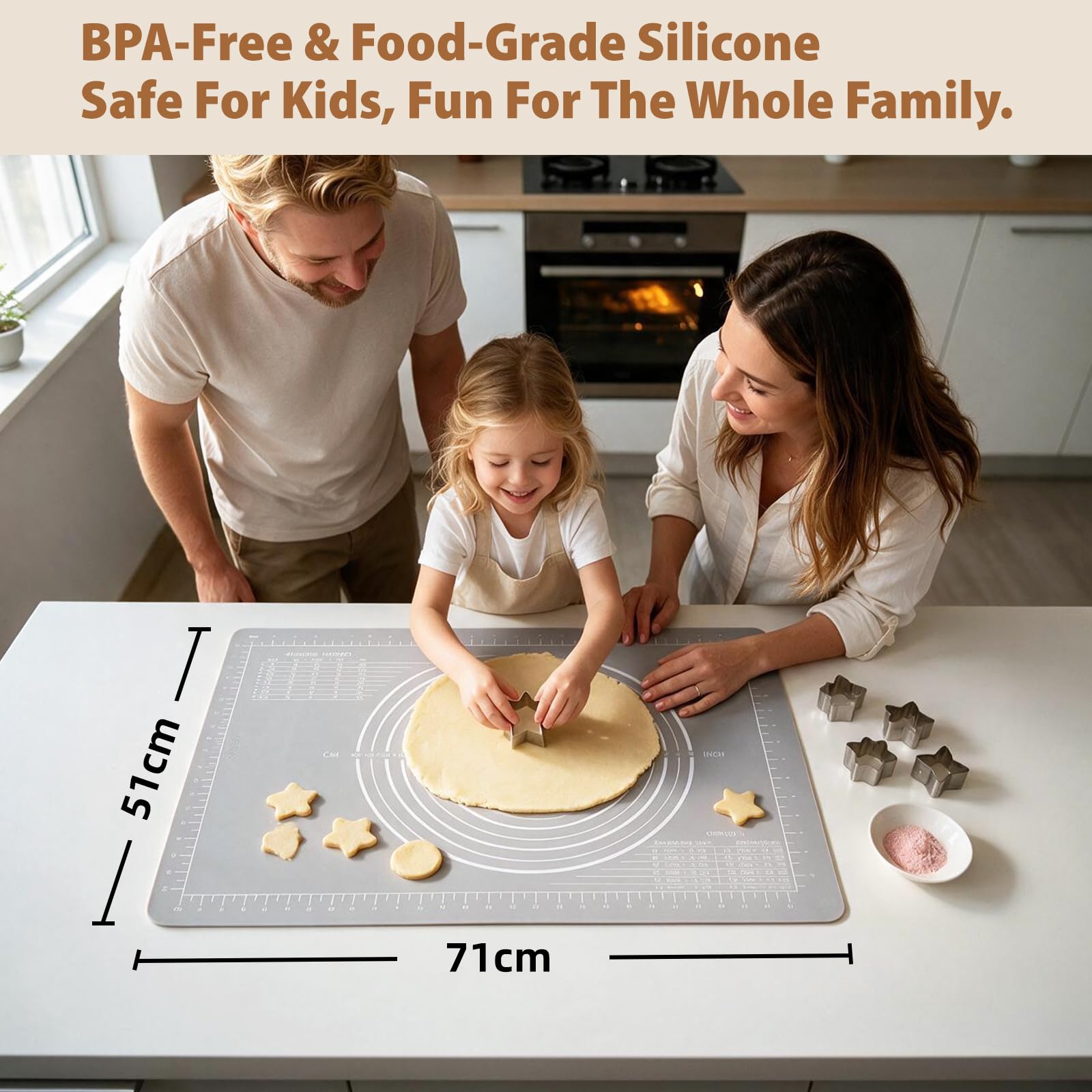 Extra Large Thick Non-Stick Silicone Baking Pastry Mat for Dough Rolling | with