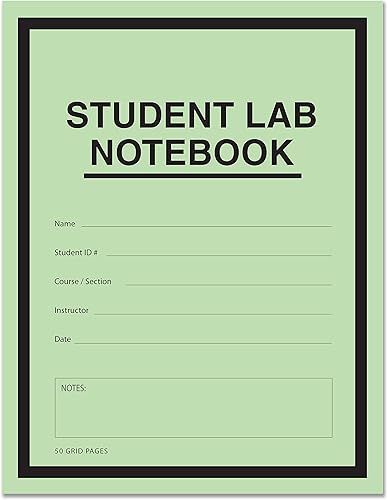 BookFactory Cuaderno Student Lab (formato de cuadrícula científica) de 8.5 x 11 pulgadas, 50 páginas (paquete de 1 unidad), cubierta verde