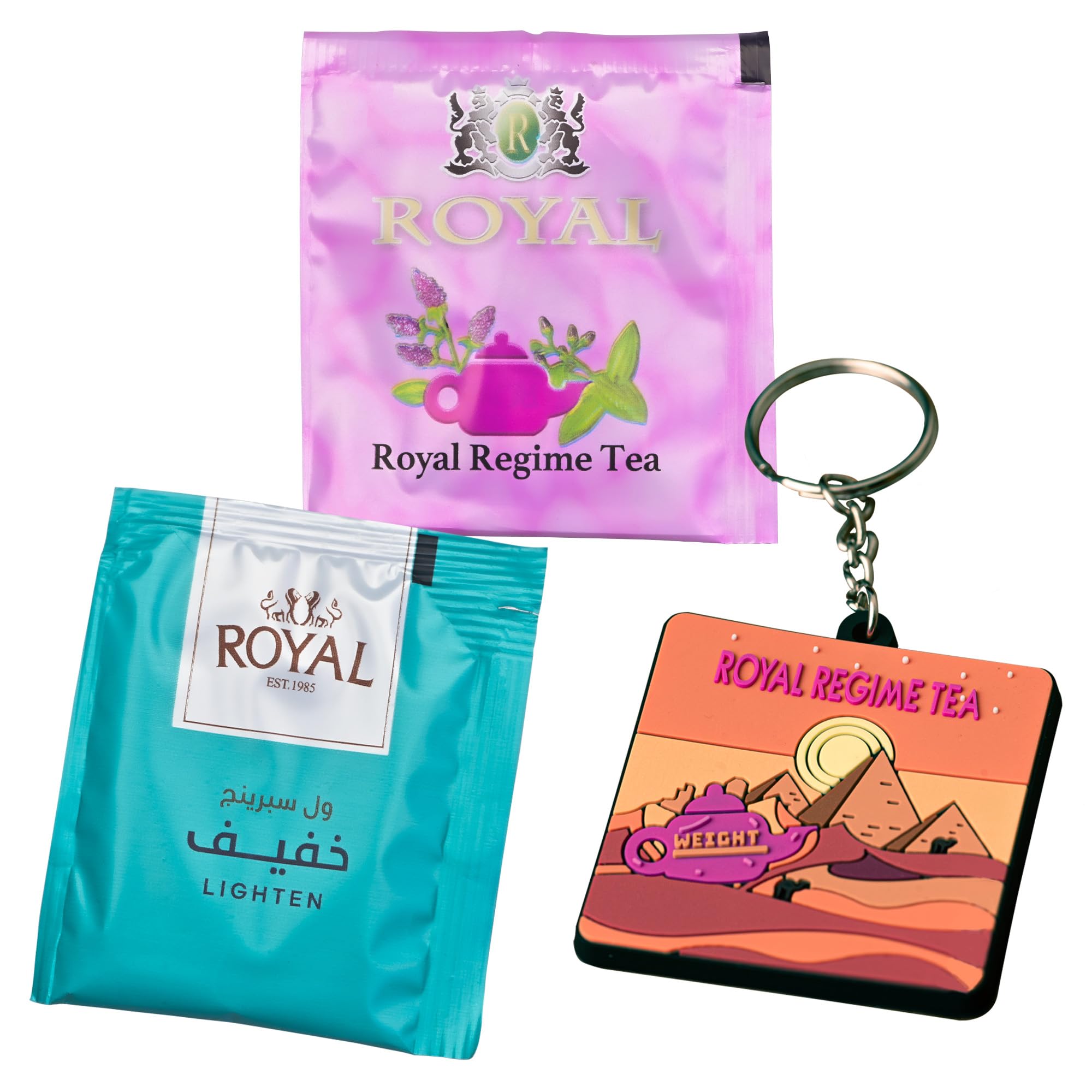 EVERWOL Juego de 2 tés Royal Régimen 25 bolsas 2 gr + Light 20 bolsas 2 gr + llavero silicona
