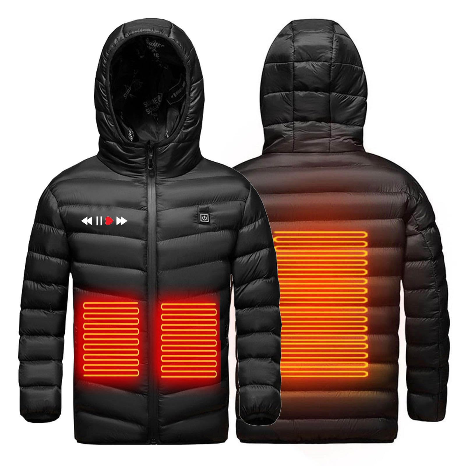 Veste Chauffante Enfant Manteau Doudoune Chauffant Enfants USB Veste Chauffant Electrique Garçons Filles avec 3 Zones de Chauffage Manches Longues Veste Chauffante pour Camping Coupe-Vent Imperméable