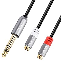 Vista 9 de Cable de audio de 0.250 in a 2RCA, 0.250 in 1/4 pulgadas hembra TRS a estéreo Dual RCA macho y divisor de audio, cable adaptador de audio chapado