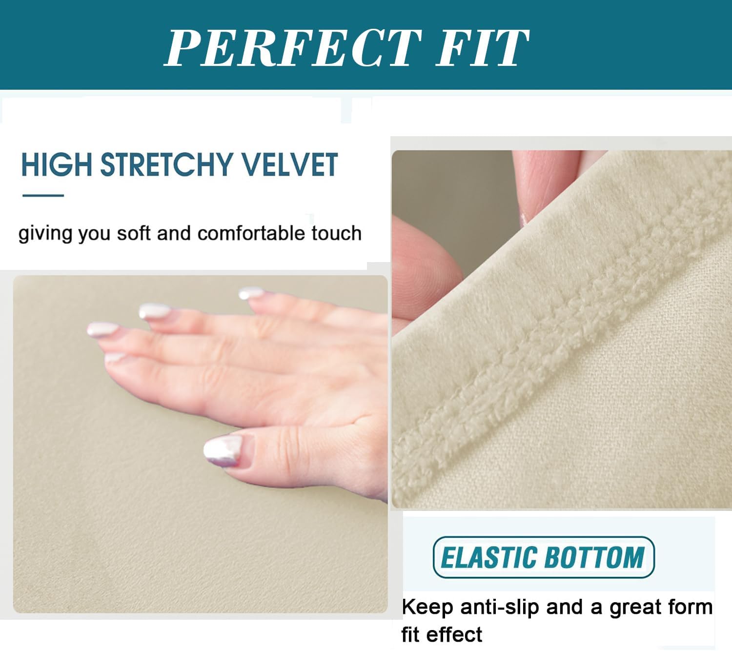 HFCNMY Bar Stool Covers,4 Pack Stretch Bar Stool Covers with Backs Velvet Bar Stool Covers Barstool Seat Cover Washable Bar Chair Covers High Chair Cover with Elastic Bands Beige