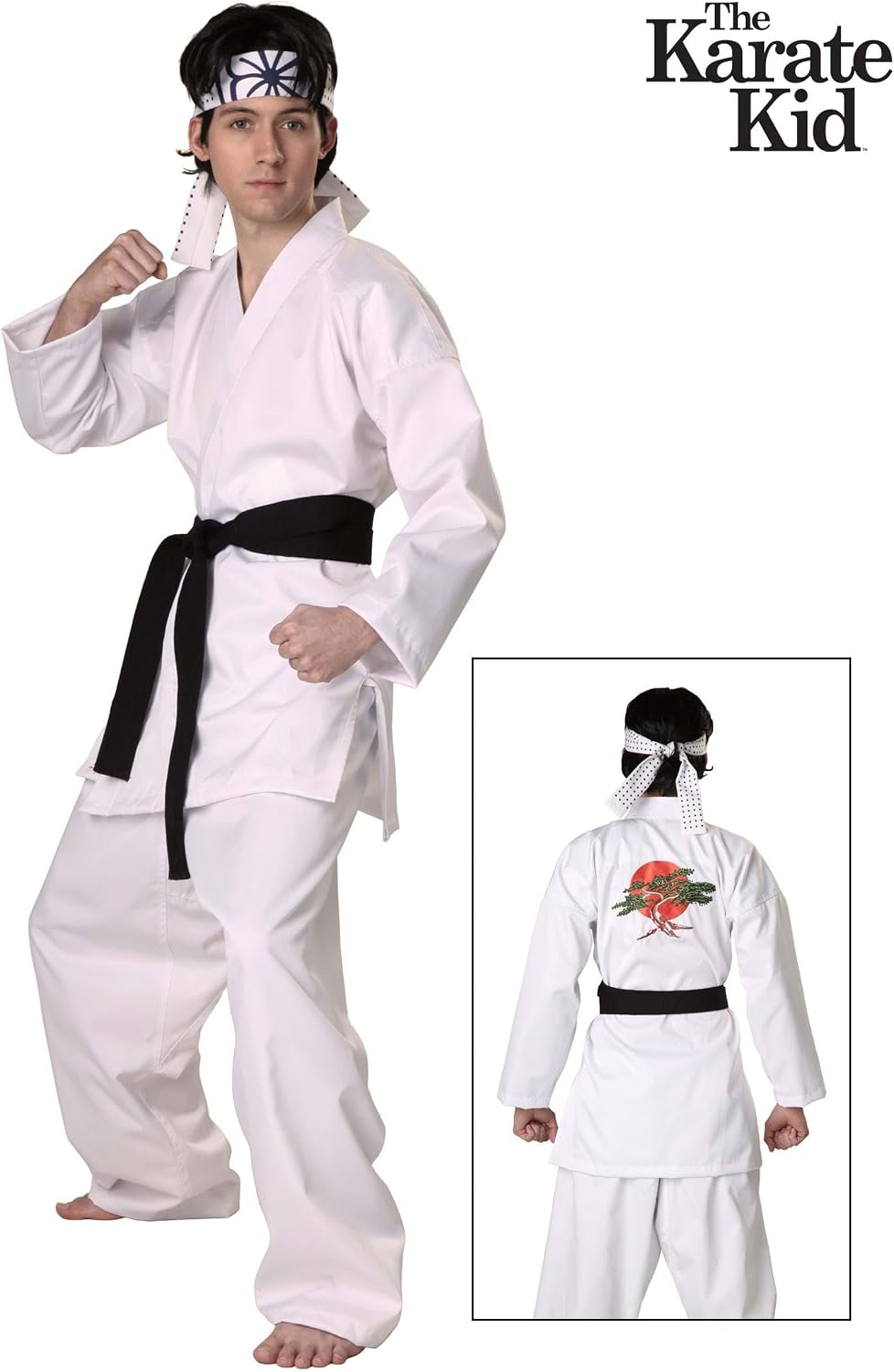 The Karate Kid Costume | Daniel San Outfit | Miyagi Do Uniform | Martial Arts Black Belt, Headband Apparel