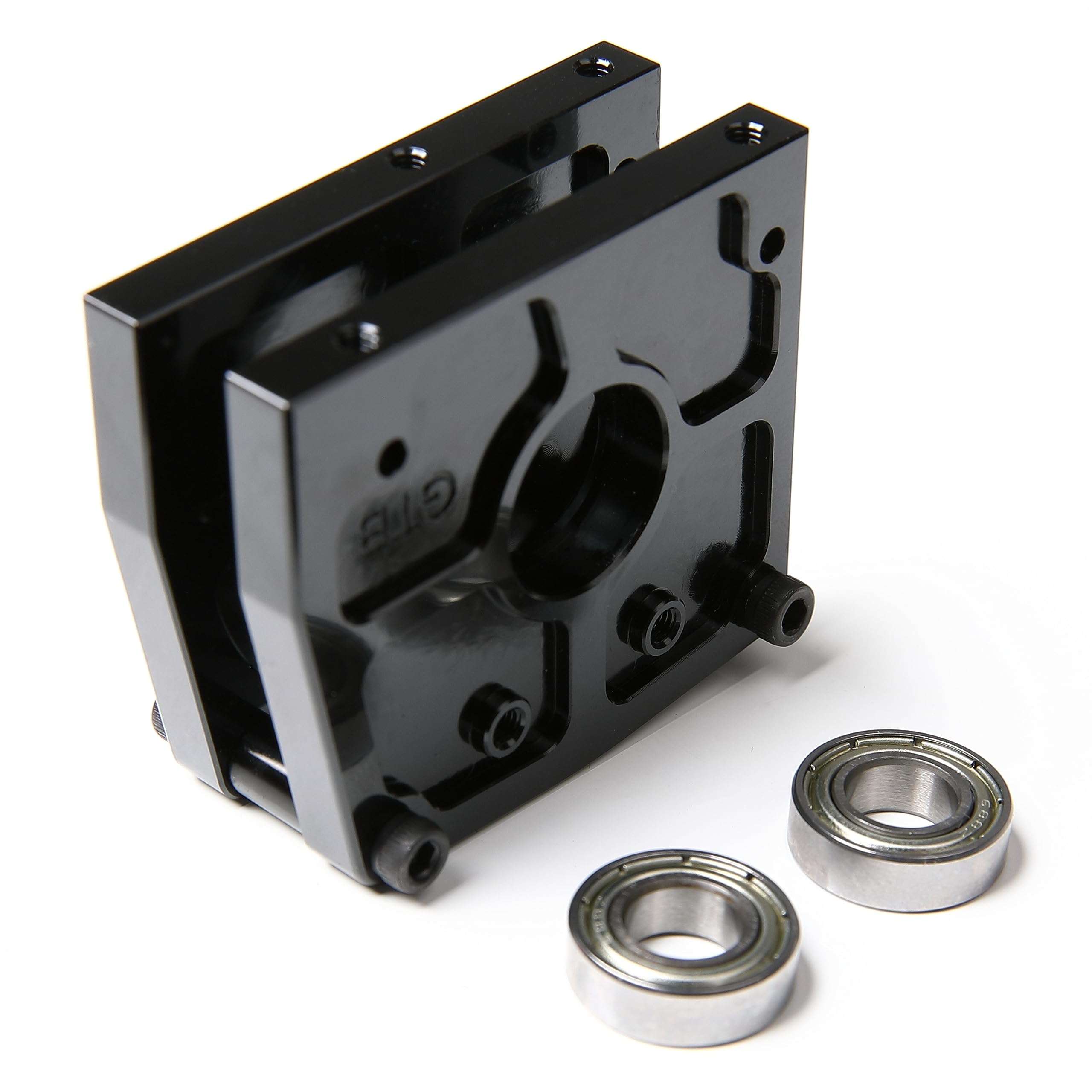 GTBRacing CNC Aluminum Chain Gear Mount for 1/8 RC Kyosho Mad Force Kruiser VE Mad Crusher VE Foxx VE USA-1 VE Upgrade Part (Black)