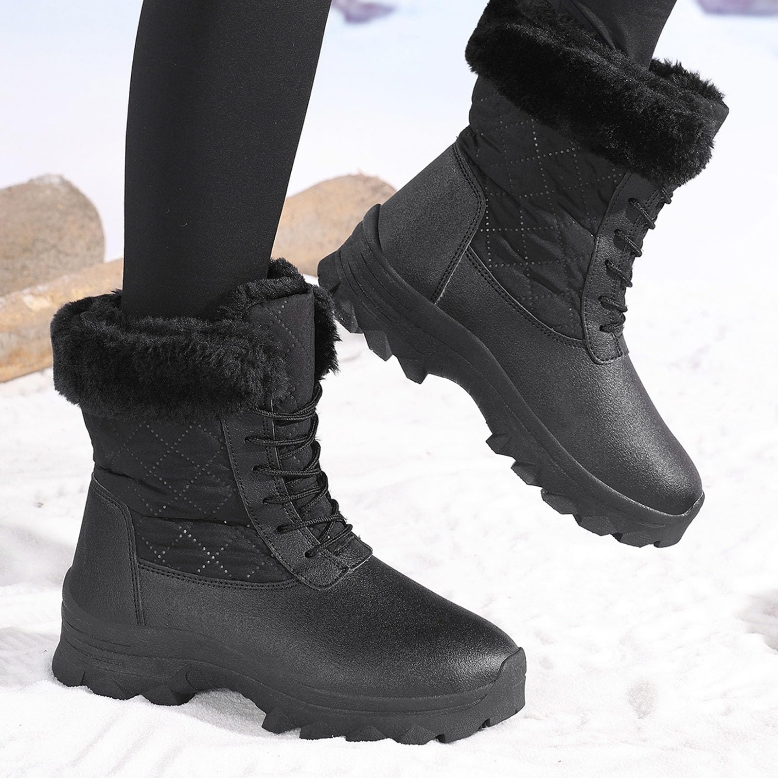 2026 Stivali da Neve Donna Scarpe Sci Invernali, Caldi, Isolati, Foderati, Antiscivolo, Termiche Comode per Il Freddo Scarponi Uomo Impermeabili Stivaletti con Pelliccia
