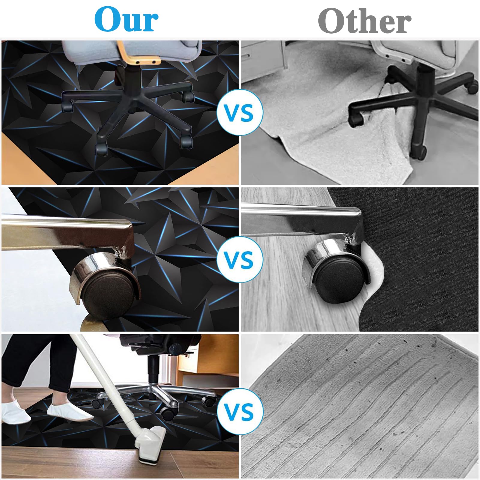 Tappeto Gaming pavimento, Tappetino Salvapavimento Antiscivolo, Tappeto per Sedia Ufficio per per Pavimenti in Legno Duro, Tappetini di Protezione per Pavimento per Parquet e Laminato 150 x 180 cm