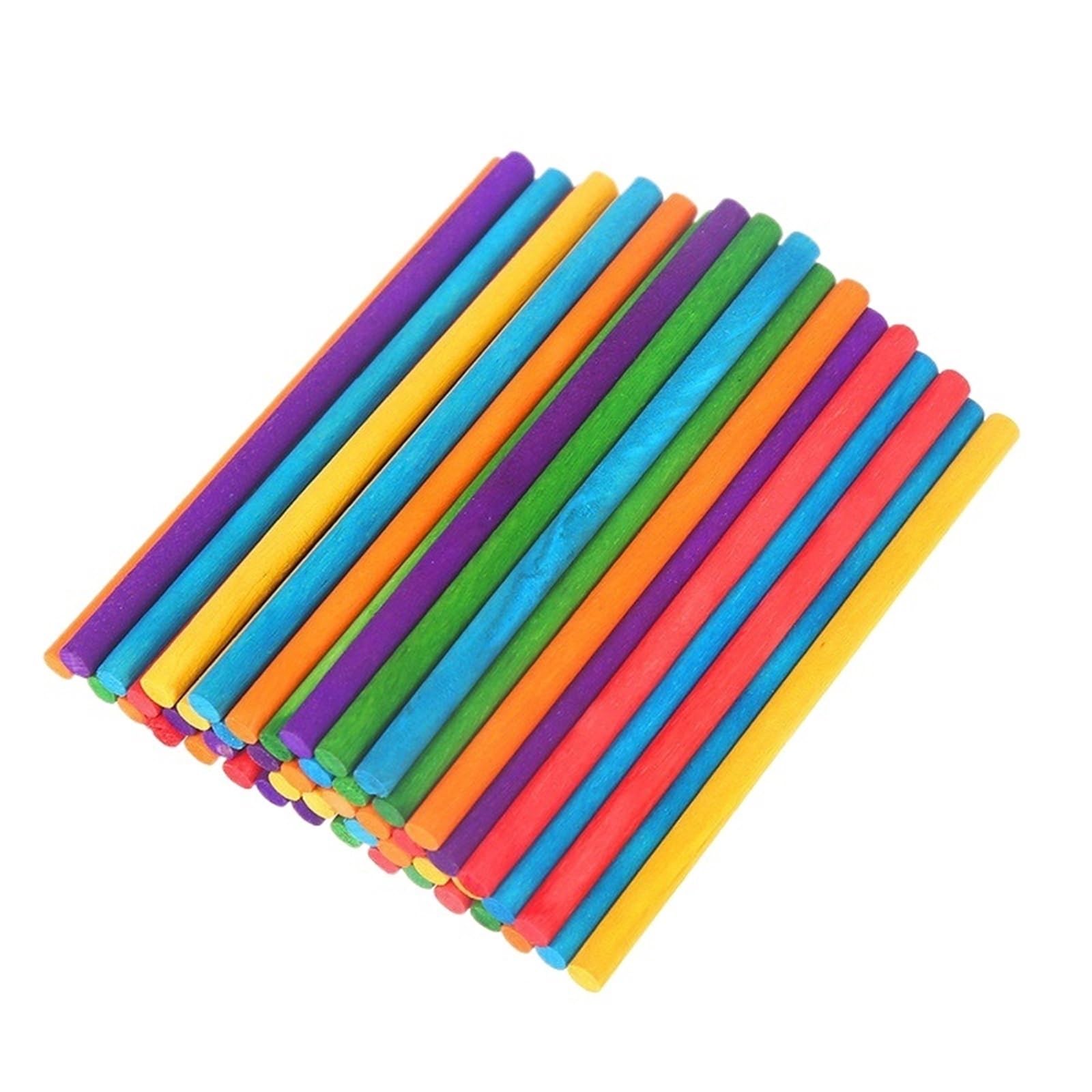 Hjtrtdf One Color Wooden Sticks， Wooden Dowel Rods Pack Of 50 Multicolor 10-20Cm Diy Crafts(Color Sticks 10Cm)