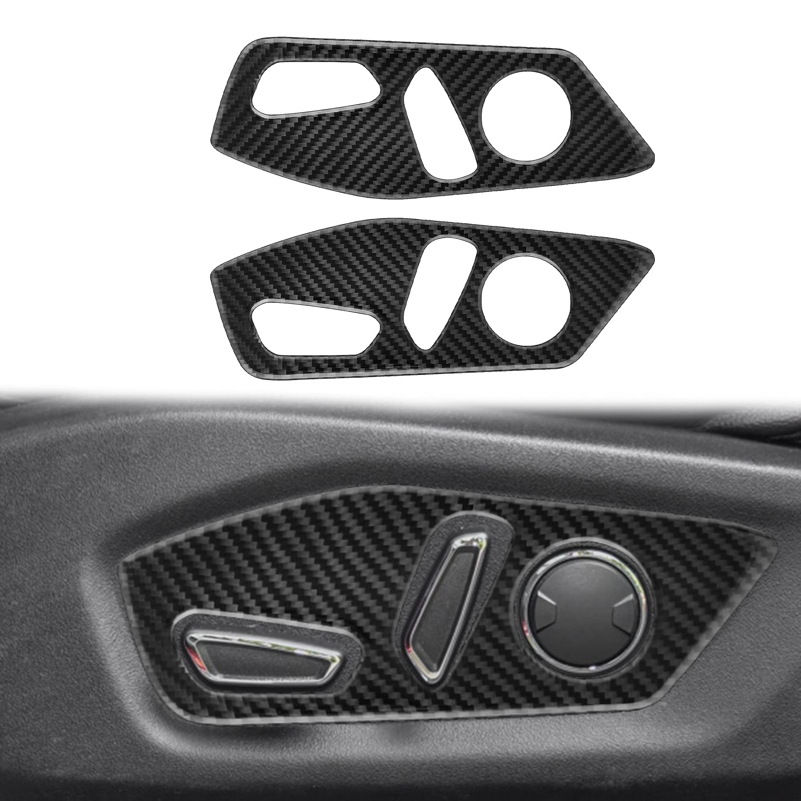 nuoozy Carbon Fiber Front Seat Button Frame Panel Cover Trim Compatible with Ford Explorer 2014 2015 2016 2017 2018 2019 Interior Accessories Black (