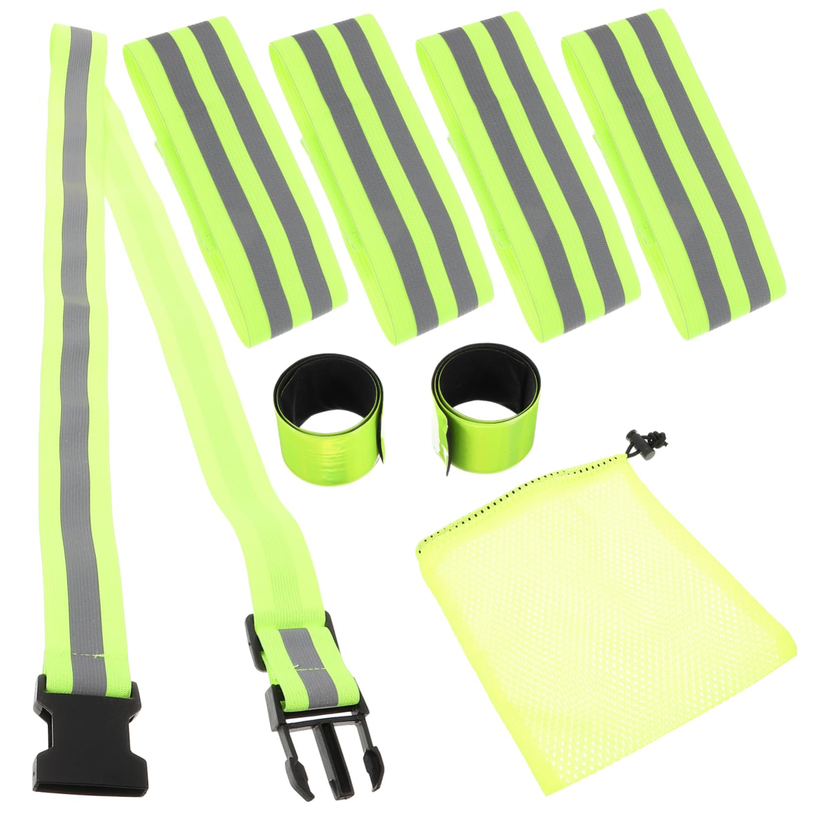 UKCOCO Set di Cinture Riflettenti Fascia da Braccio Cintura Fascia da Corsa Band da Polso Bande Riflettenti Bande da Polso Banda Riflettente di Sicurezza Fettuccia Elastica Verde