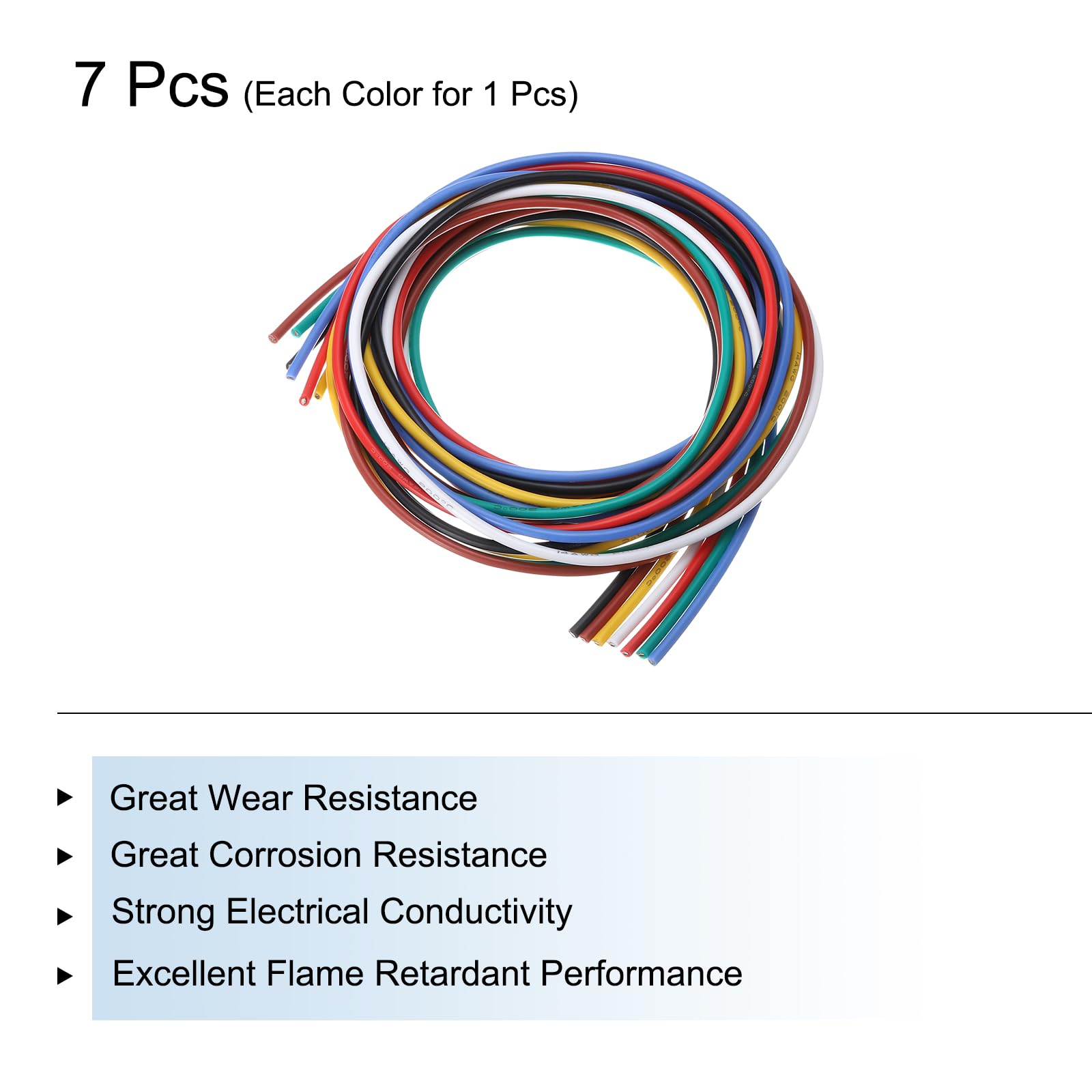 14 Calibre Silicona Cable 14AWG Eléctrico Cable Trenzado Cable Flexible Estanado Cobre Cable Alta Temperatura Conexion Cable 6 Color 1 5 M 4 92 Pies 6uds