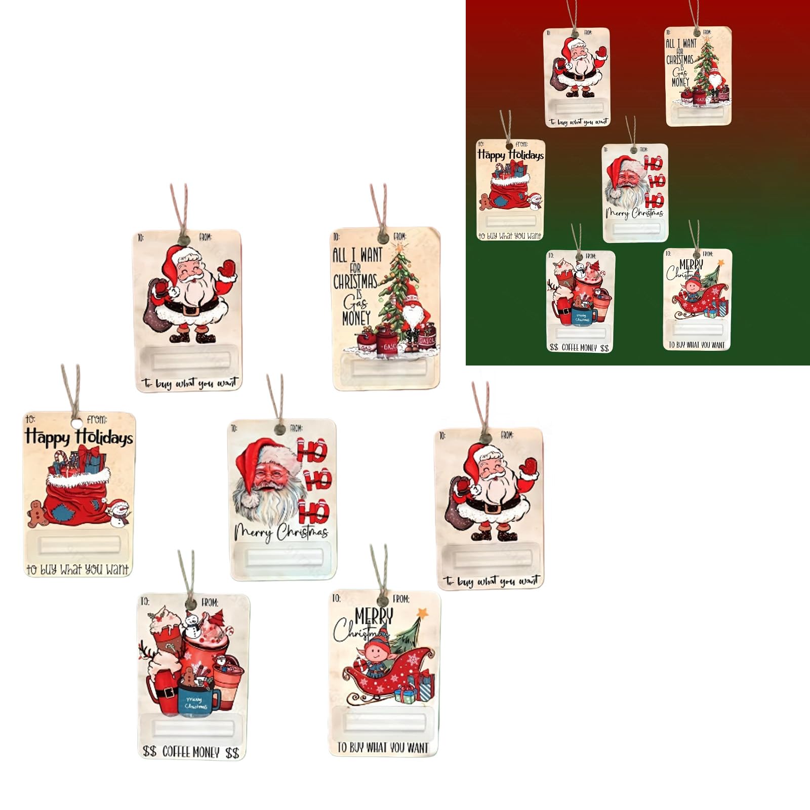 Jazuaiao Recyclable Christmas Themed Tree Money Clip 7PCS Set Home Decoration for Festives Atmospheres Creation Holiday Decoration