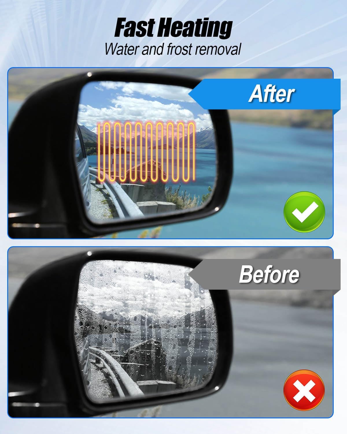 Driver Side Heated Mirror Glass Fit for Lexus GX460 2010-2019 Lexus LX570 2008-2015 Toyota Land Cruiser 2012-2016, Left