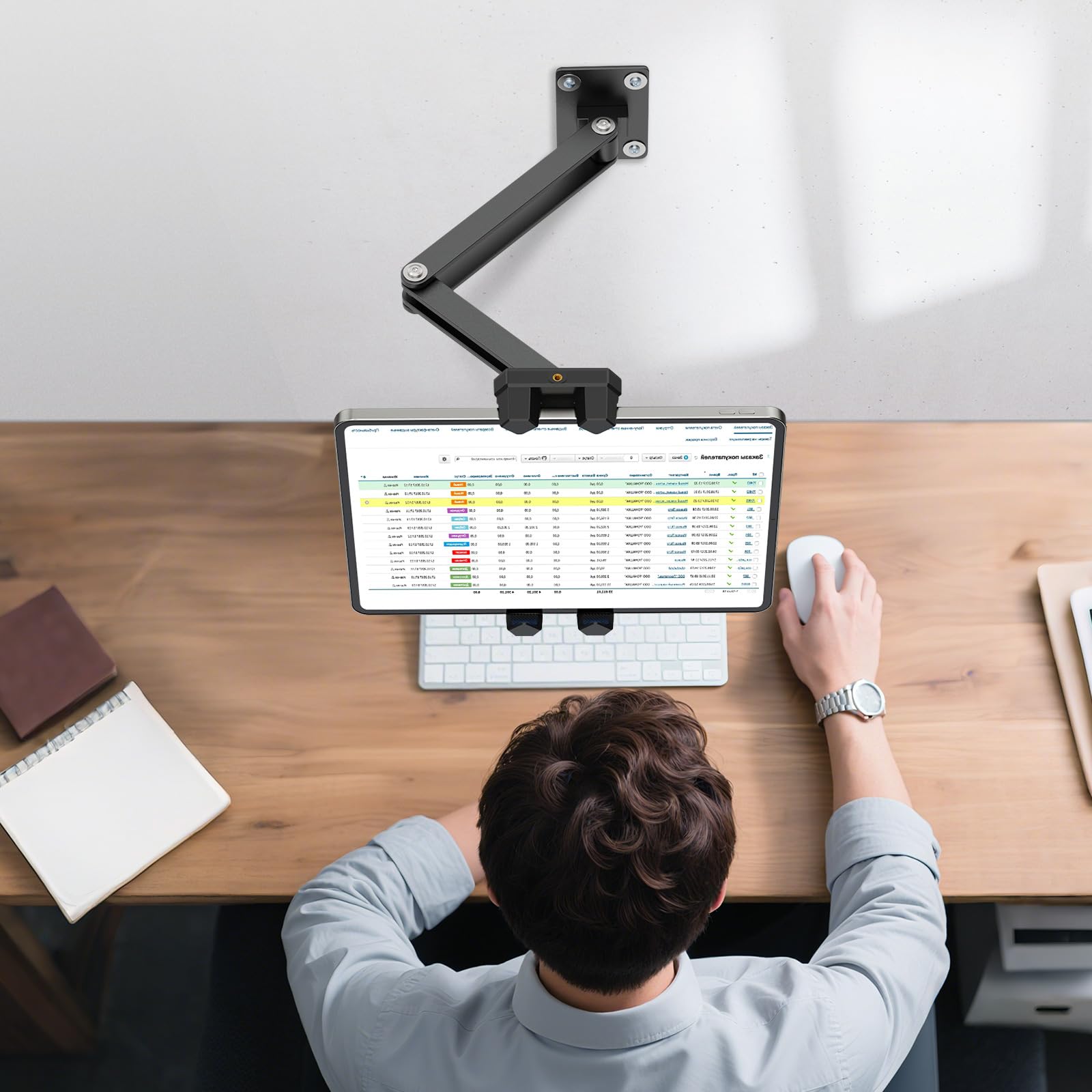 Supporto da Parete per Tablet in Alluminio con Rotazione 360°, Staffa Muro iPad Compatibile 4-13,5 Pollici