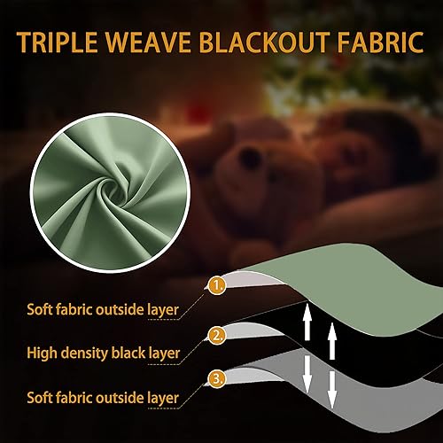 Miniatura 7 de KOUFALL - Cortinas de 54 pulgadas de largo, cortinas opacas cortas con aislamiento térmico para ventanas de cámper, baño, juego de 2 paneles, verde