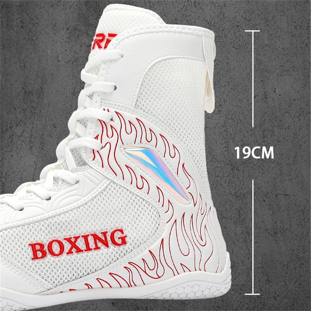 Botas de Boxeo Juveniles para Hombre, Zapatos de Kickboxing de Malla Ligera con caña Alta, para Lucha, Entrenamiento atlético y acondicionamiento físico