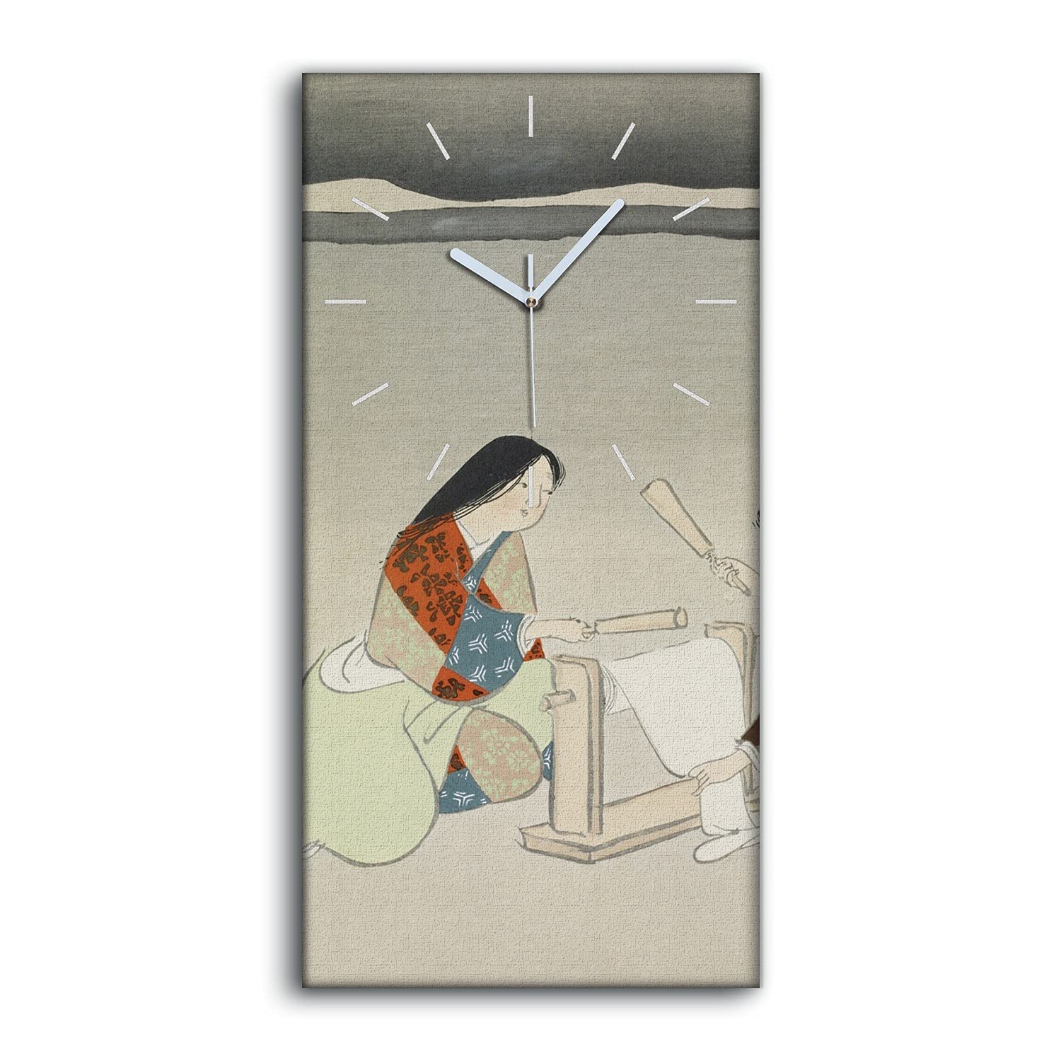 Horloge sur Toile Abstraite pour Décoration Salon Esprit Voyage Asiatique