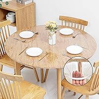 Vista 1 de TWUTGAYW Mantel redondo de vinilo de 40 a 44 pulgadas, cubierta de mesa con bordes elásticos de PVC, protector de mantel transparente de plástico