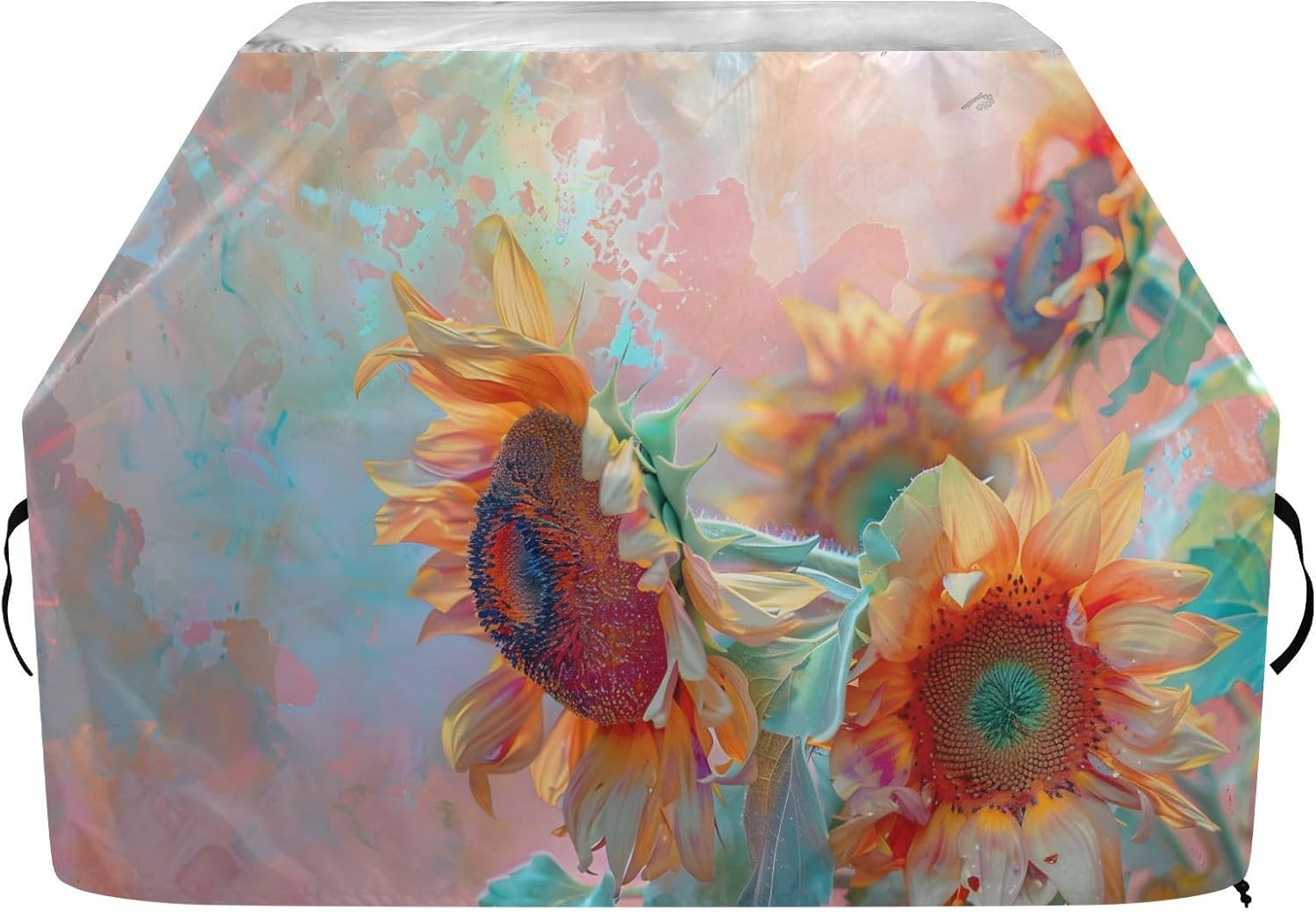 Premium Grill Cover Waterproof Vintage Sunflower American Stars Stripes Barbecue Cover Fade Resistant BBQ Cover Heavy Duty Fits Grill Widths Up to 25 in