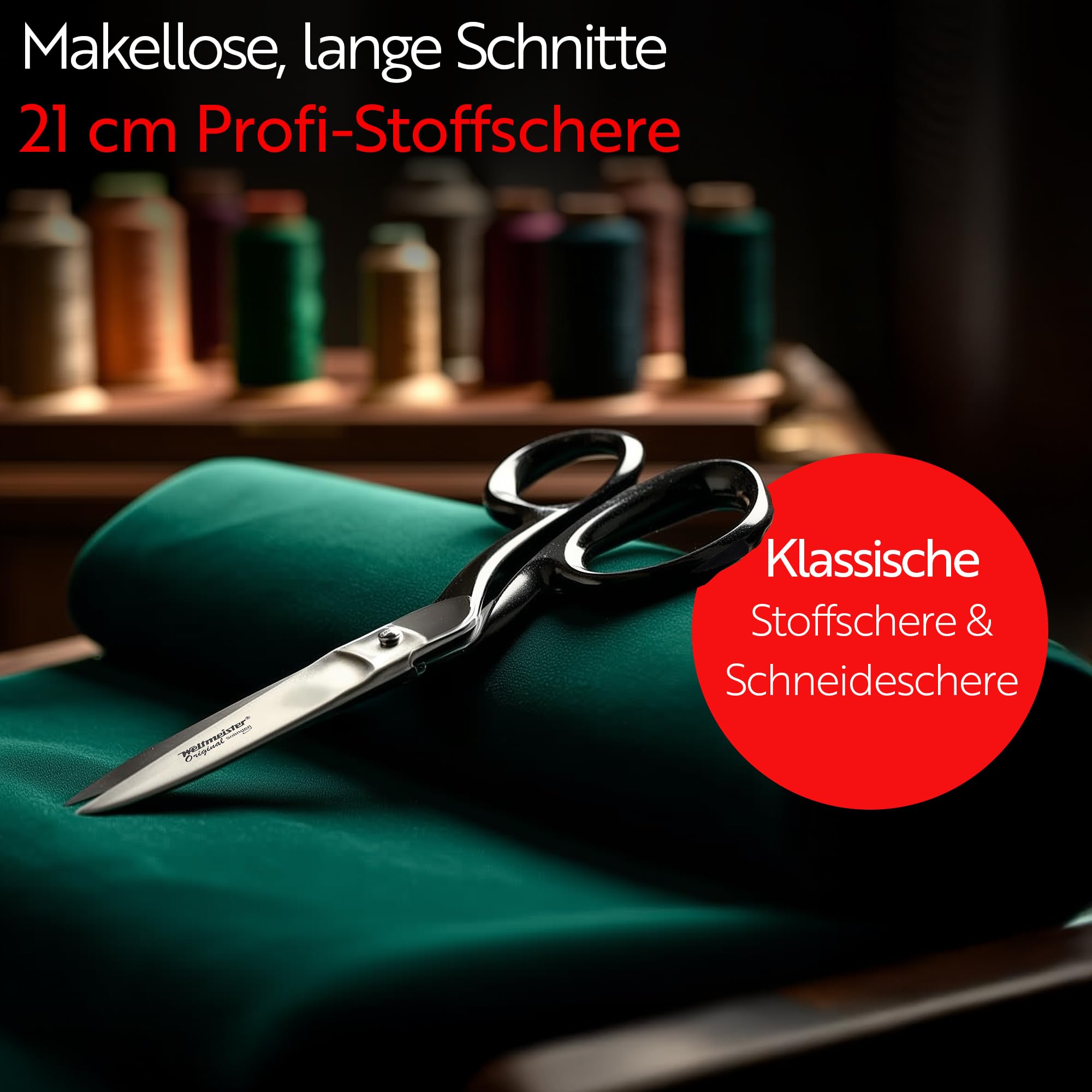 OTTO HERDER Solinger Stoffschere 8 Zoll, Schneiderschere aus rostfreiem Edelstahl, Nähschere für Stoff, Jeans und Leder