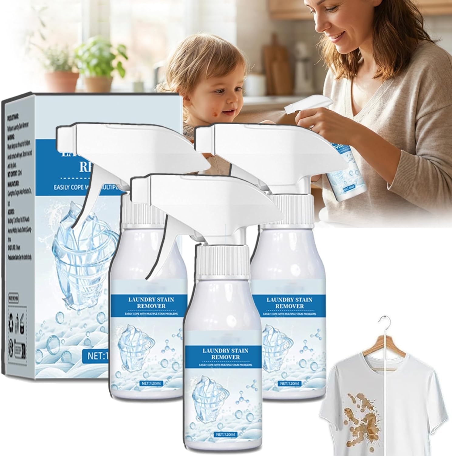 Clothing Emulsifier, Non-ionic Laundry Pre-Treatment, 2026 New Non Ionic Emulsifier Clothing Cleaner(120ML-3PCS)