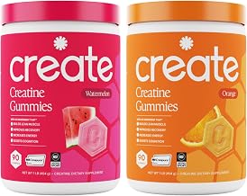 Create Creatine Monohydrate Gummies - Summer Splash Duo - Watermelon & Orange - Creatine Gummies for Women & Men, NSF Certified, 3rd Party Tested, Anti-Melting Formula, 180 Count (2-Pack)