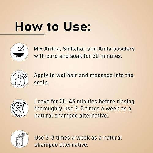 Miniatura 4 de Combo de Amla Powder Aritha & Shikakai (paquete de 3) Para cabello hermoso natural Paquete de cabello para cabello, acondicionador, suave
