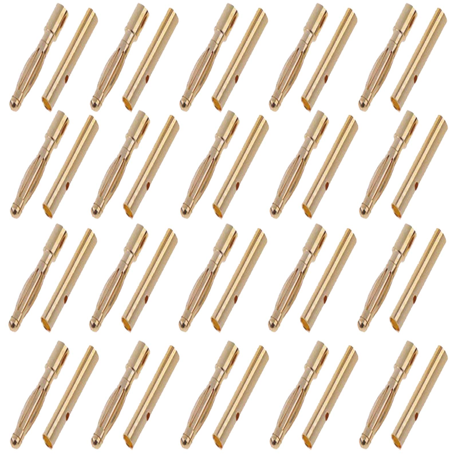 Yiqigou 20 Pairs Gold Plated 2.0MM 2MM Banana Plug Bullet Male Female Connector Adapter for RC ESC Lipo Battery — image 1