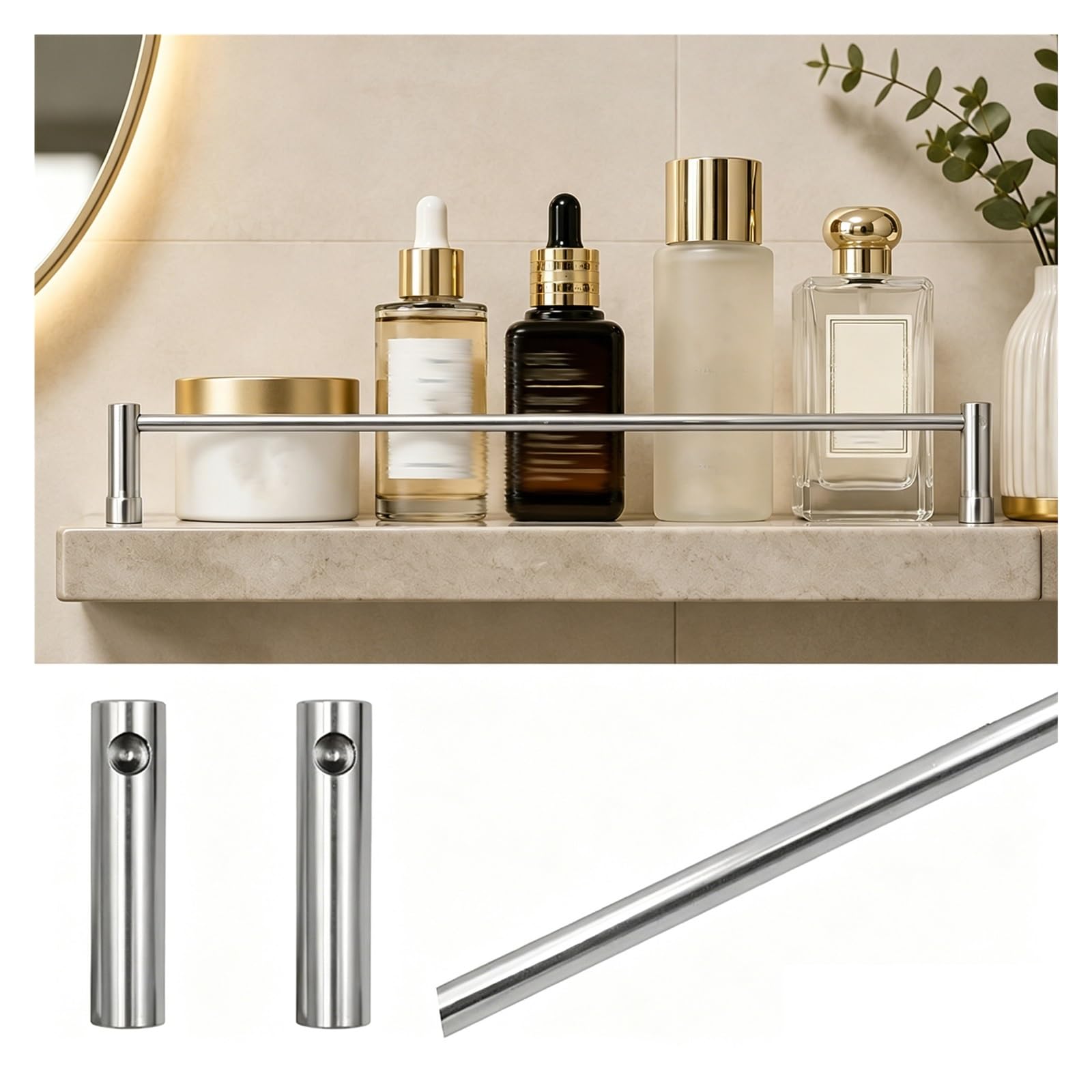 MZZKFC Aluminum Alloy Tipping Rail Kit，Universal Shelf Guard 11.8 14 16 18 20 22 24 26 28 29.5 31.5 33.5 35.4in, Open Shelf DIY Shape Fence for Wine Racks(Silver A,350mm/13.8")