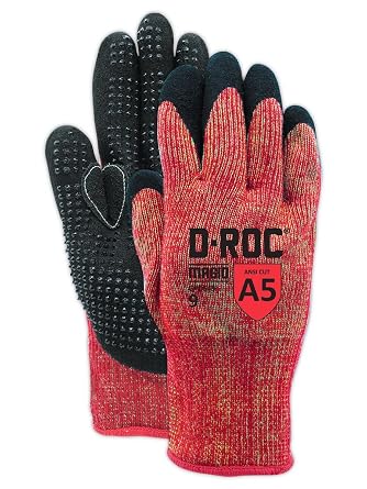 MAGID D-Roc ANSI A5 13-Gauge Aramid NitriX Grip Work Gloves, 48 Pairs, Size 10/XL, Palm Coat with Dots, Red, GPD549