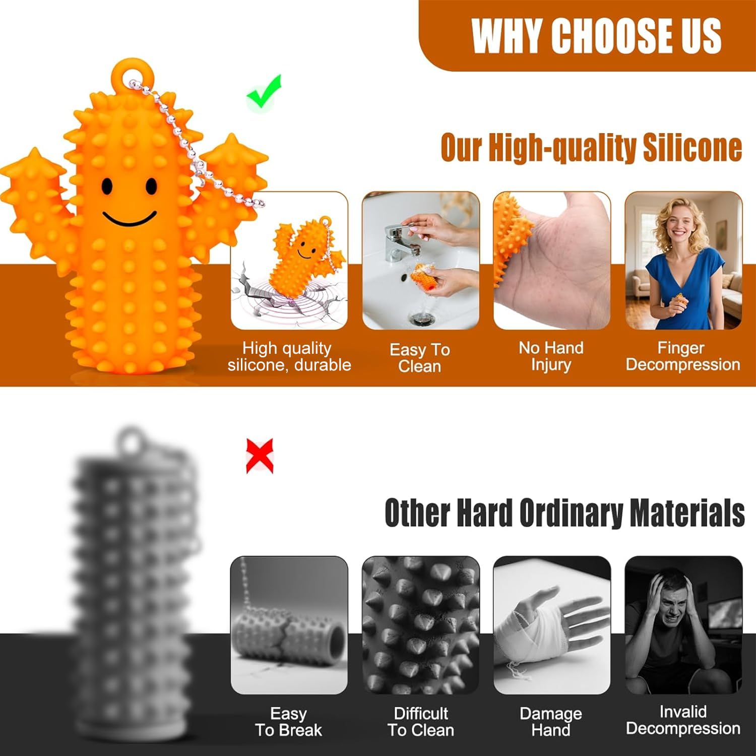 Zabawka sensoryczna dla dorosłych, kaktus, Fidget Toys, breloczek do kluczy, zabawka sensoryczna, zabawka adhd, spiky, Grippie Stim brelok, Pain zabawki antystresowe do redukcji stresu i