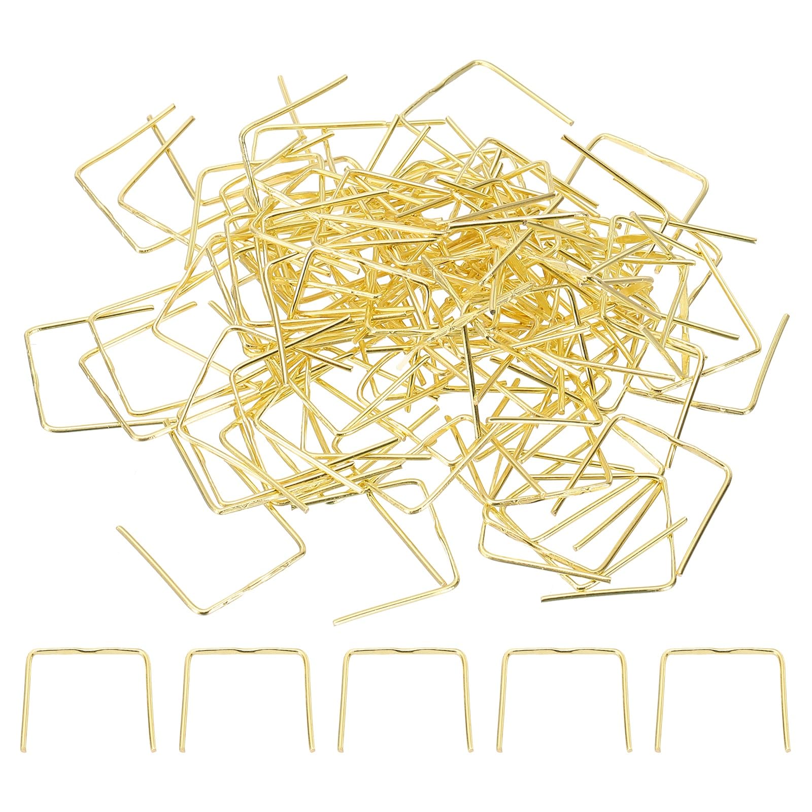 sourcing map 230Pcs Chandelier Connector Pins, 16mm/0.63" Copper Crystal Chandelier Pin Clips, Lamp Connectors Clips Replacement for Fastening Crystals Lamp Ceiling Light Parts, Golden