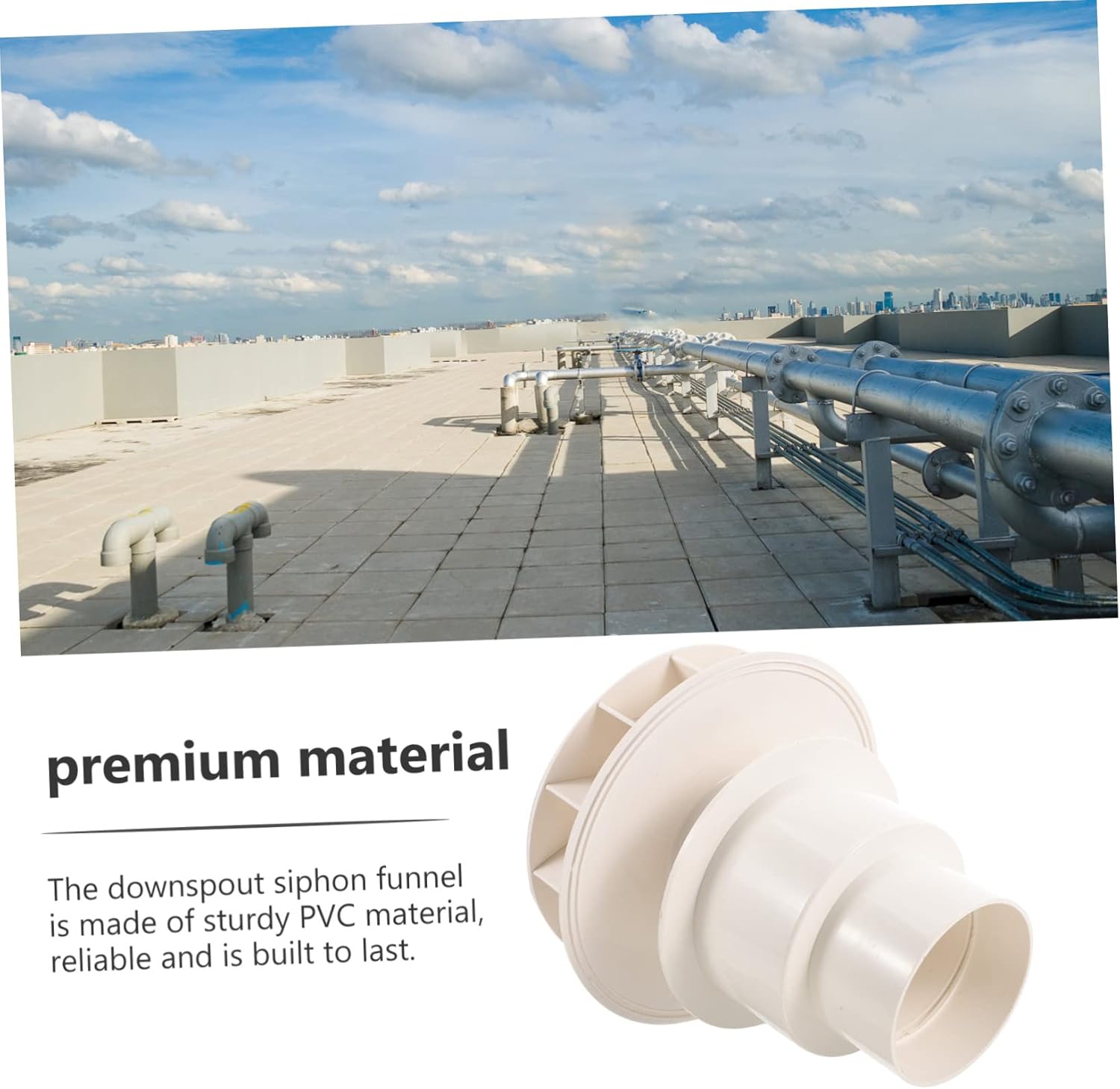 DOITOOL Downspout Rainwater Drain Siphon Versatile Drain Strainer for Roof and Side Wall Mount and Easy Installation Construction