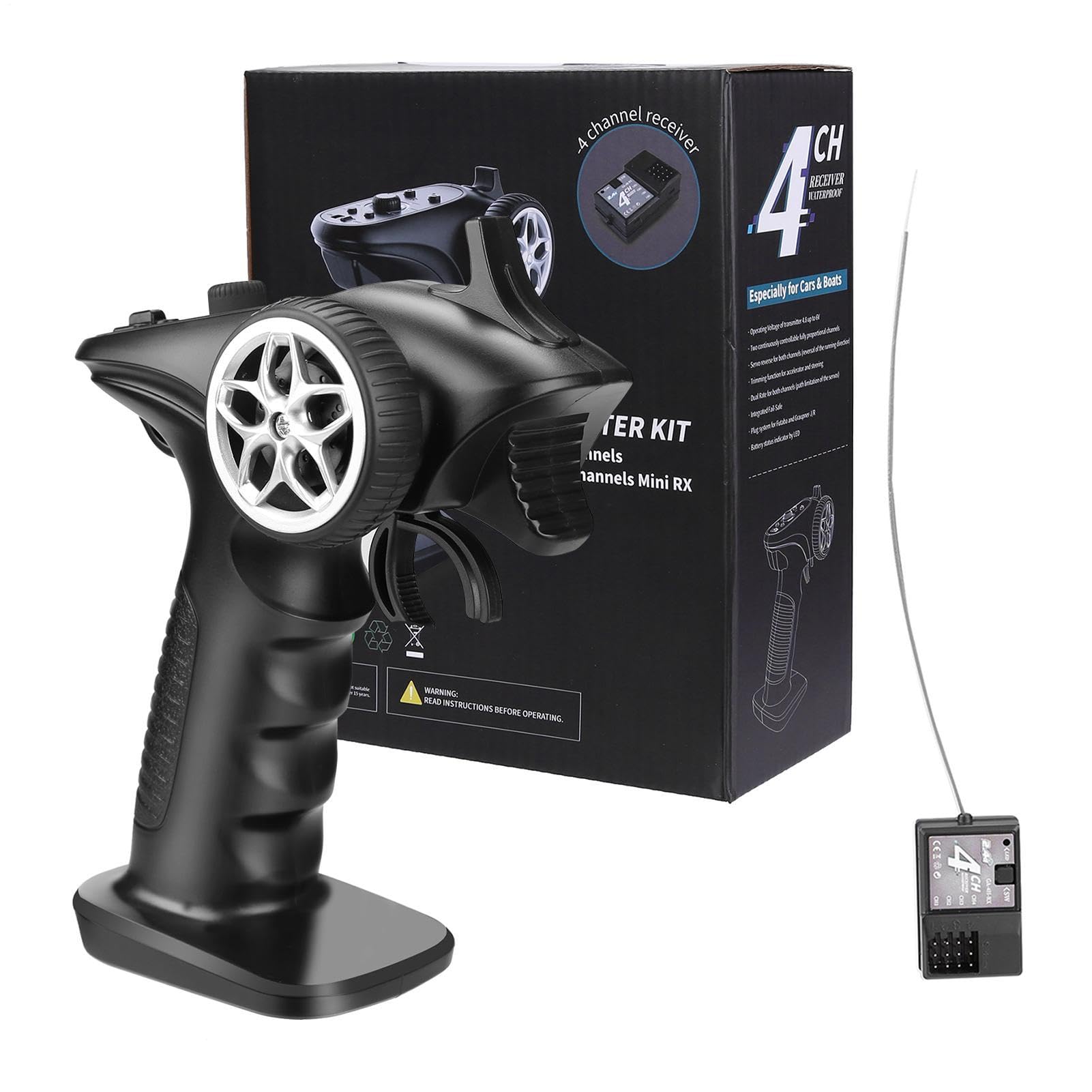 Generisch RC-Sender und Empfänger - 2,4 GHz Fernbedienung, Wasserdichtes Signalsystem | Hohe Empfindlichkeitskontrolle für RC-Auto, Boot, Tank, Offroad-Fahrzeug, Handheld-Fernbedienung für RC-Modelle