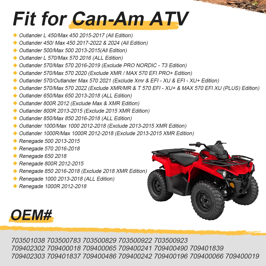 Linke und Rechte Spurstange mit Kugelgelenk passend für Can-Am ATV Outlander Renegade 450 570 650 800 850 1000 2012–2024 703501038 703500783 703500922