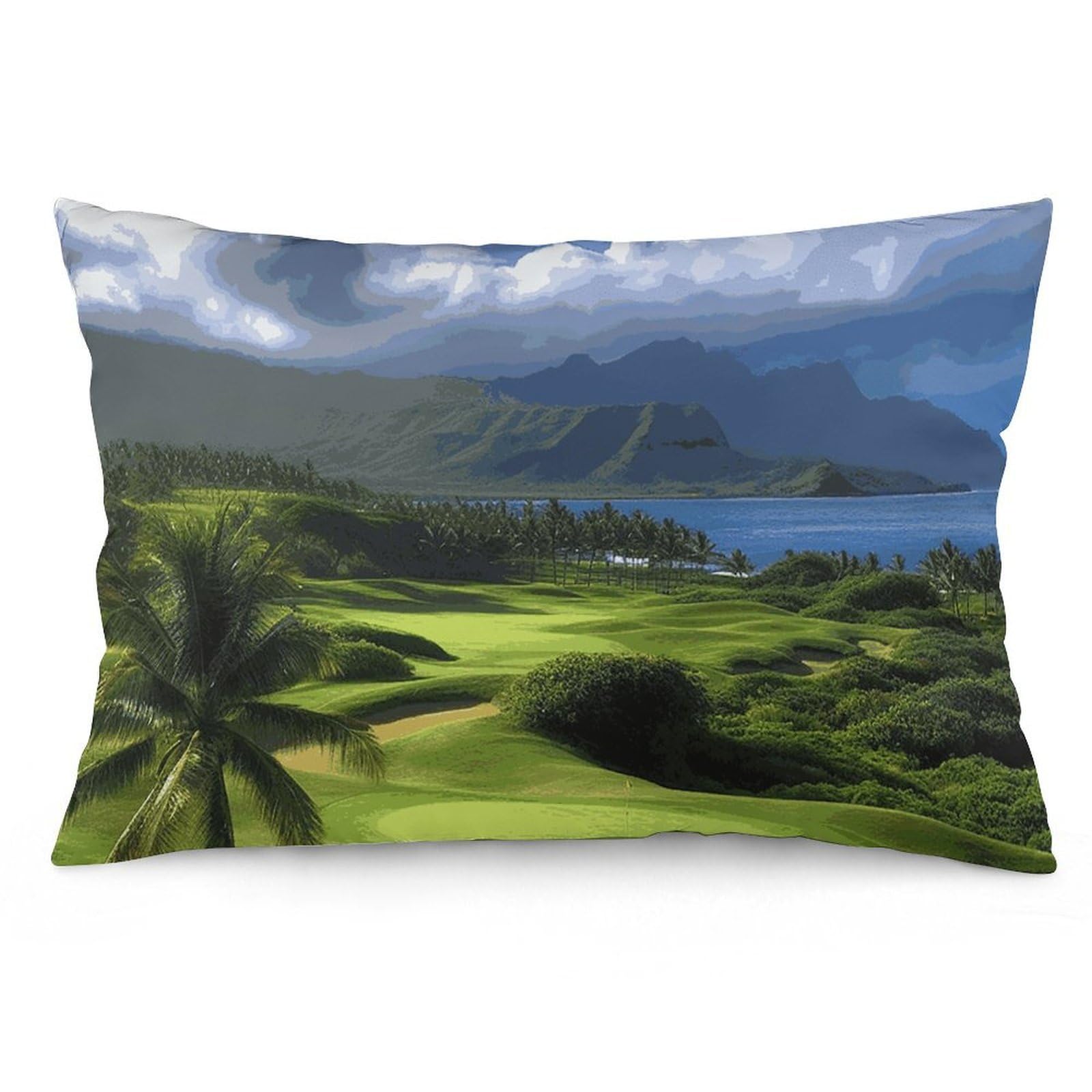 2 Pack Pillow Cases for Hair and Skin, Soft Breathable Pillow Case Covers with Hidden Zipper, Scenic Hawaii Golf Tropical Pillowcase 12 "x20 Pillow Covers for Sleeping Gift