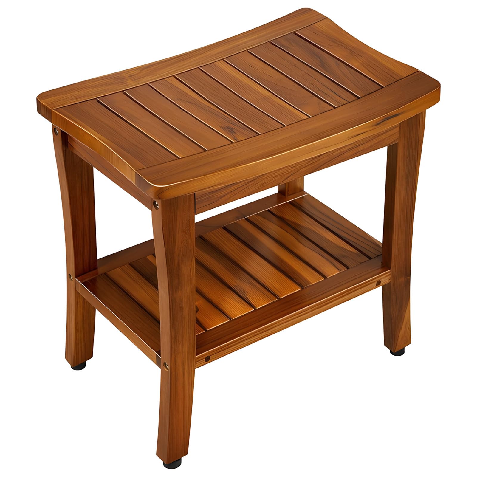 Buxuaaaa Heights Teak Bath Stool with Slip Resistant Rubber Feet Waterproof Strong for Shower Use 399 Waterproof Teak Stool