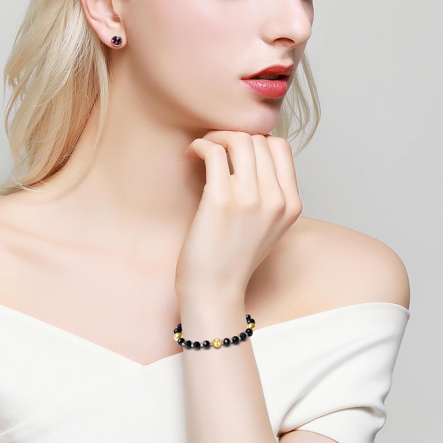 Handmade Original Stretch Jewelry Bracelets for Women with 10MM Gold South Sea Shell Pearl Blessing and Natural Crystal Bracelet - Valentine's Day Gift - Image 5