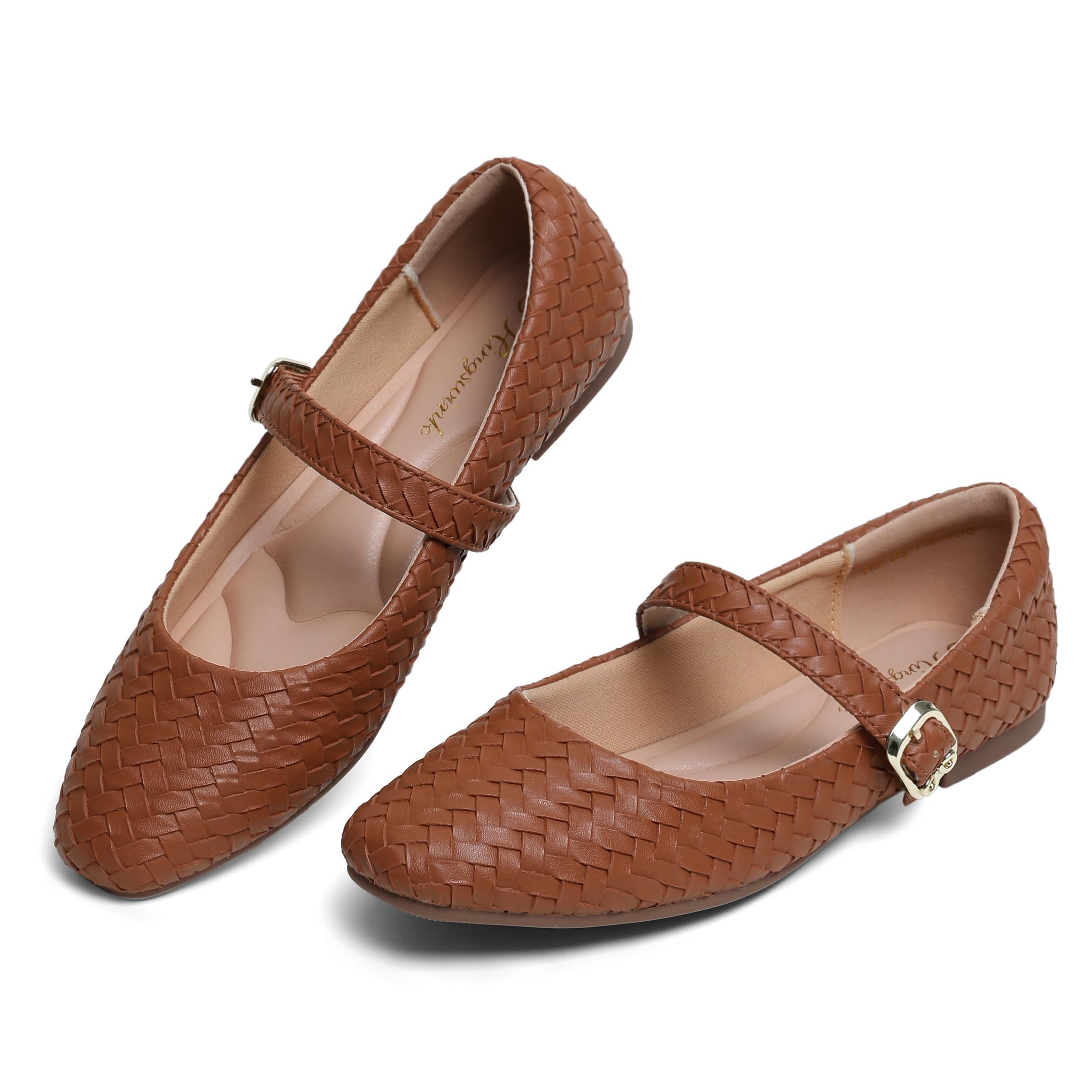 Mary Jane plates marron avec sangle réglable et bout carré confort 40 EU