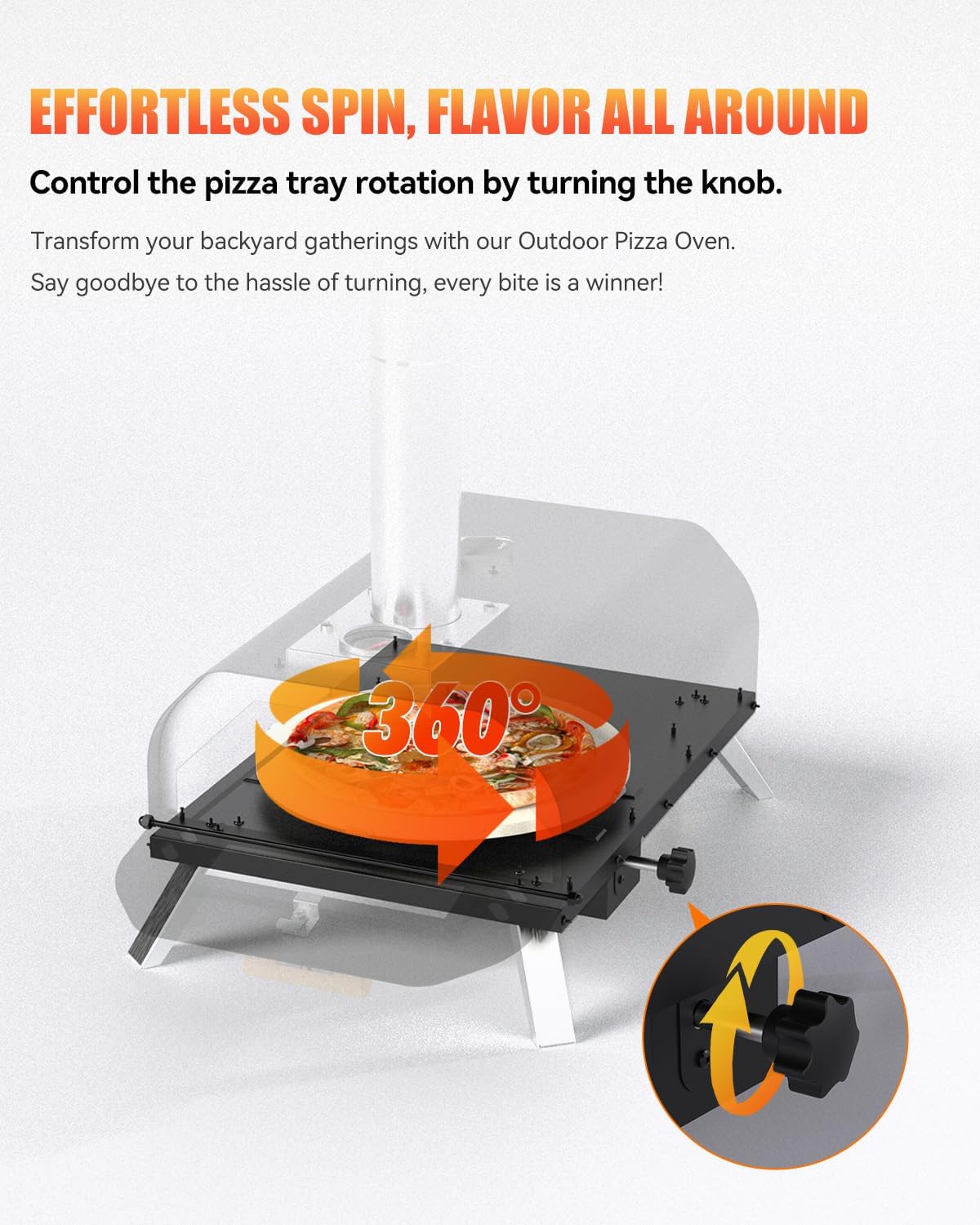 Horno de pizza para exteriores de 12 pulgadas, horno de pizza de pellets de madera con piedra giratoria de 360, estufa de pizza porttil exterior, horno de pizza de mesa para patio trasero, camping,