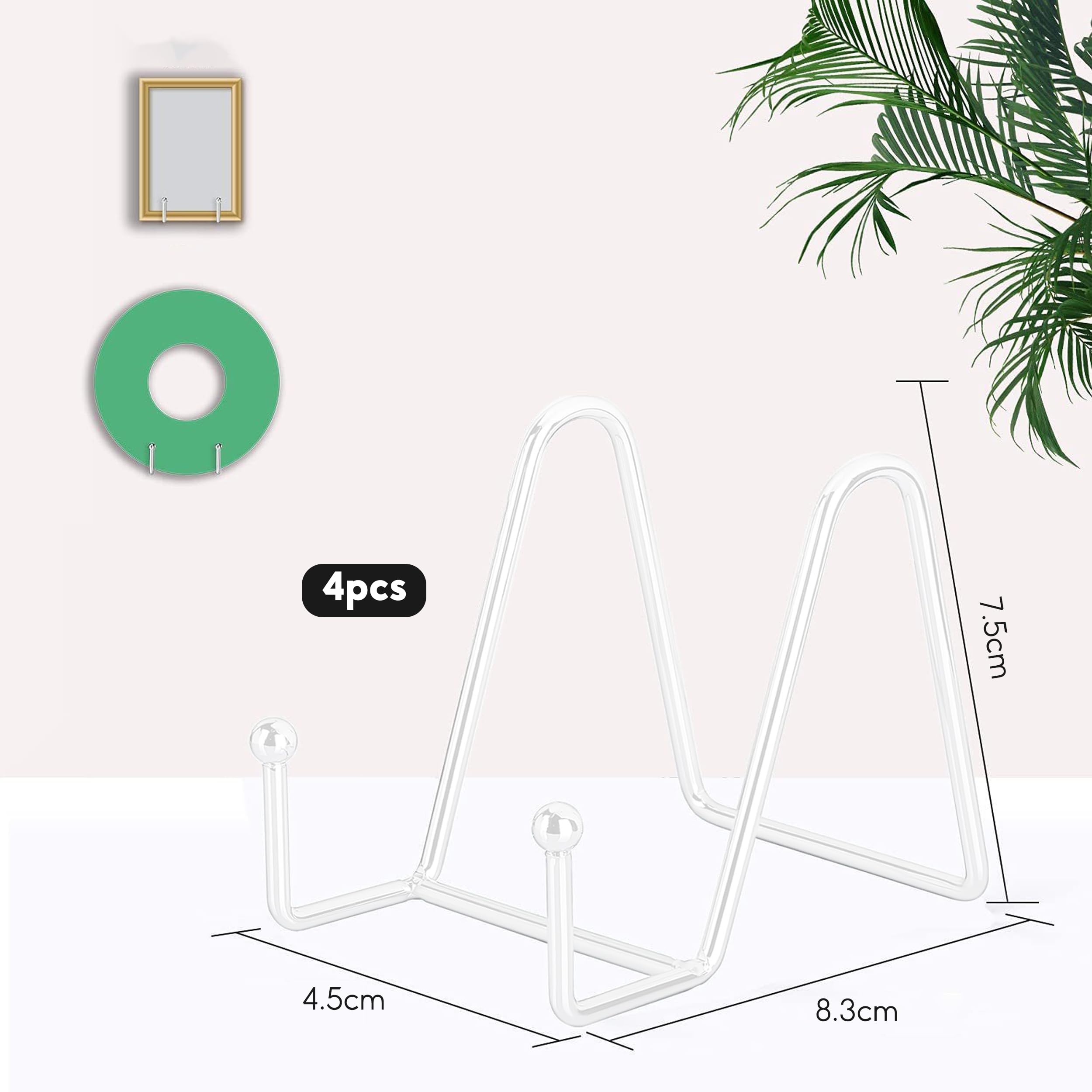 YqsIbth Plate Stands for Display 4 Pcs Metal Tabletop Picture Stand, 8.3*7.5cm for Photo Pictures Decorative Dish (White) - Image 2