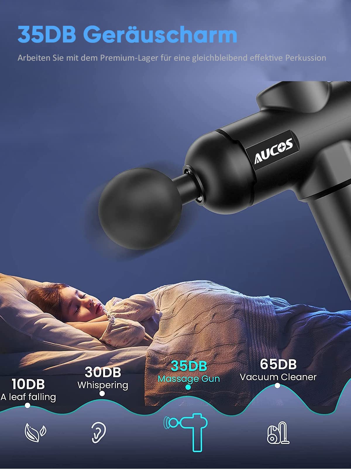 Pistolet De Massage Musculaire Profond Mukasi KH-750 - 8 Têtes - Rechargeable USB - Neuf Sous Emballage