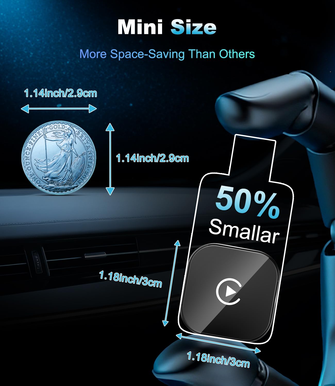 Adaptador inalámbrico CarPlay para Apple 2026, adaptador inalámbrico de Car Play, Plug & Play, USB-A, Mini y estable adaptador inalámbrico Car Play compatible con Apple iOS 10+ y coches con