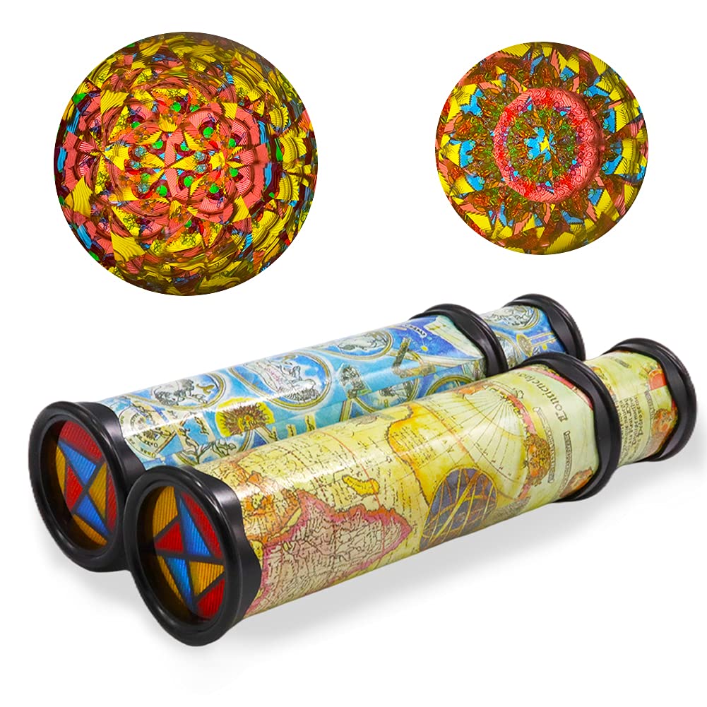 2 Pcs Magic Kaleidoscope,Old World Kaleidoscope Classic Toys,Stretchable Long Classic Kaleidoscope Toy for Boys and Girls Gifts,Children Toys(Two Colors)