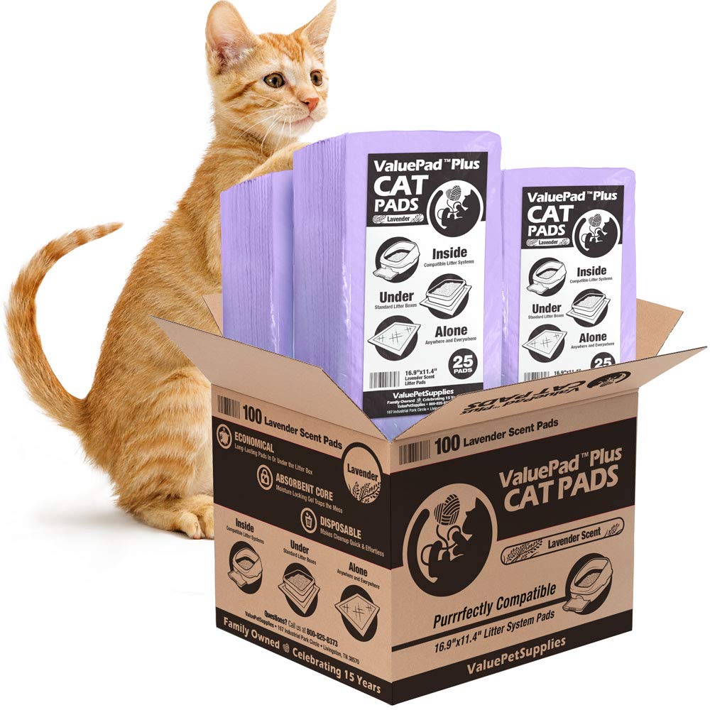 ValuePad Plus Cat Litter Pads, 16.9x11.4 Inch, Lavender Scent, 100 Count - Breeze Compatible Refills - Quick-Dry, Super Absorbent Gel Cat Pads