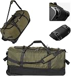 AIFI 110L Élargissable 140L Sac à bandoulière avec 2 Roues en ligne,Bac de voyage Convertible Weekend avec système Bungee-Cord,Brown