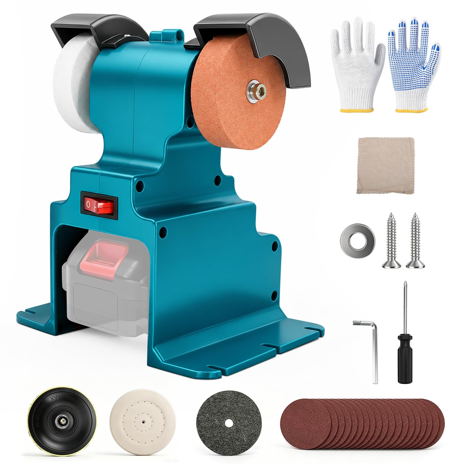 2-in-1 Mini Belt Sander for Makita 18V Battery, Cordless Polisher Grinder 300W with Stable Base, Sanding & Polishing Disc, Portable Electric Small Sander for Metal Rust Removal Deburring DIY Body Only
