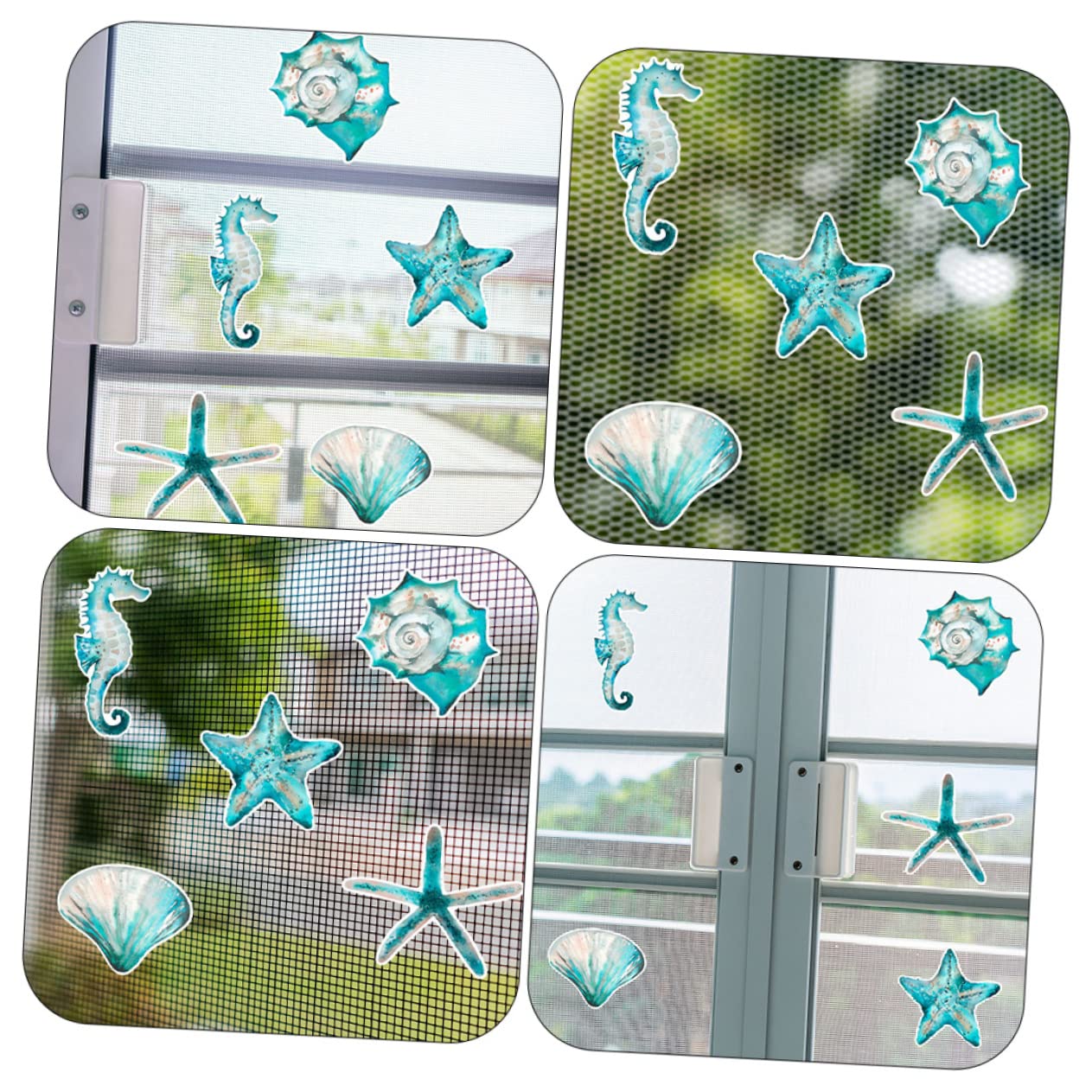 Cabilock 4 Juegos Pegatinas Anticolisión Para Ventanas Calcomanías Para Colisiones Con Decoración Del Océano Decoración De Conchas Marinas Calcomanías Para Ventanas Para 10 Uds * 4