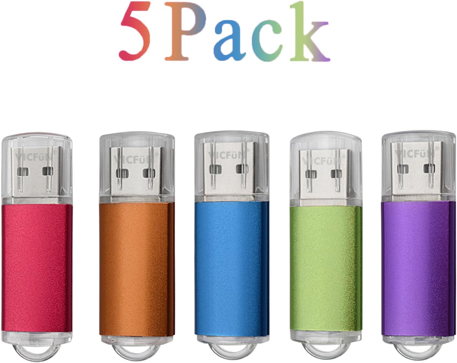 VICFUN 5pcs 4GB USB Sticks 4GB USB Flash Drives Pen Drive 4GB USB 5 Pack (Red Orange Blue Green Purple) -USB 2.0