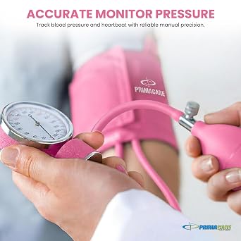 Primacare DS-9181-PK Professional Aneroid Sphygmomanometer and Sprague Rappaport Stethoscope, Manual Blood Pressure Kit with Cuff and Carrying Case, Pink